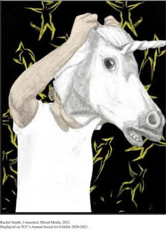 Unmasked, Paper, pencil, paint, computer, 8.5 x 11 inches, 2021.